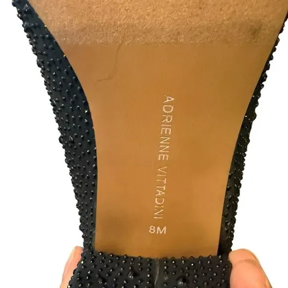 Adrienne Vittadini Shoes Womens 8M Fiona Slip On Pump Black Faux Leather Studded - Picture 6 of 7